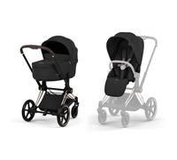 Cybex - Pack duo Poussette tout-terrain Priam Confort 2026 avec nacelle pliable - Rose Gold Sepia Black