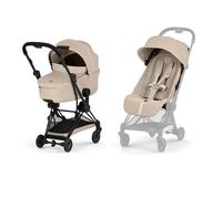 Cybex - Pack Duo Poussette ultra-compacte Coya Confort 2026 avec nacelle pliable - Matt Black Cozy Beige
