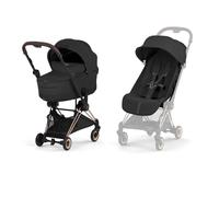Cybex - Pack Duo Poussette ultra-compacte Coya Confort 2026 avec nacelle pliable - Rosegold Sepia Black