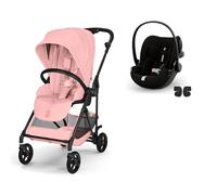 CYBEX - Poussette Duo Melio 6 Carbon + Siège auto Cloud G3 Plus Candy Pink