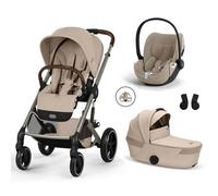 CYBEX - Poussette Trio Balios S Lux 4 + Siège auto Cloud T Plus + Nacelle Balios pliable Almond Beige