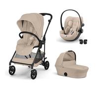 CYBEX - Poussette Trio Melio 6 Carbon + Siège auto Cloud G3 Comfort + Nacelle Melio 6 Almond Beige