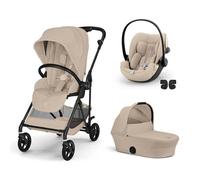 CYBEX - Poussette Trio Melio 6 Carbon + Siège auto Cloud G3 Plus + Nacelle Melio 6 Almond Beige