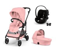 CYBEX - Poussette Trio Melio 6 Carbon + Siège auto Cloud G3 Plus + Nacelle Melio 6 Candy Pink