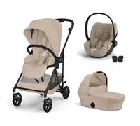 CYBEX - Poussette Trio Melio 6 Carbon + Siège auto Cloud T Plus + Nacelle Melio 6 Almond Beige