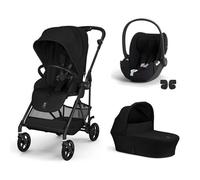 CYBEX - Poussette Trio Melio 6 Carbon + Siège auto Cloud T Plus + Nacelle Melio 6 Magic Black