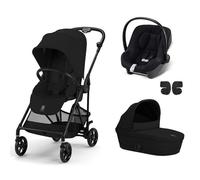 CYBEX - Poussette Trio Melio Carbon + Siège auto Aton B2 + Nacelle Melio Cot Magic Black