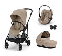 CYBEX - Poussette Trio Melio Carbon + Siège auto Cloud G Plus + Nacelle Melio Cot Almond Beige