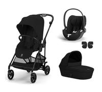 CYBEX - Poussette Trio Melio Carbon + Siège auto Cloud T Comfort + Nacelle Melio Cot Magic Black