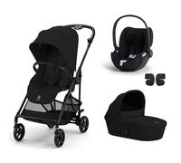 CYBEX - Poussette Trio Melio Carbon + Siège auto Cloud T Plus + Nacelle Melio Cot Magic Black
