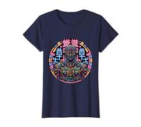 Cyborg Japonais Cyberpunk Esthétique T-Shirt, Femme, Bleu Marine, L