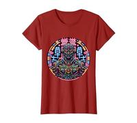 Cyborg Japonais Cyberpunk Esthétique T-Shirt, Femme, Canneberge, M