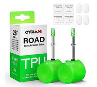 CYCLAMI 38g Lot De 2 TPU Chambre à Air Ultra Légère De Vélo De Route 700 x 18 23 25 28 30 32c Française Valve 45mm/60mm/80mm（Inclure 4 Pièces Pneu Patchs）