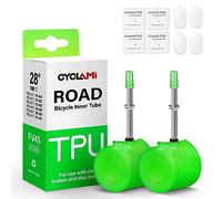 CYCLAMI 38g Lot De 2 TPU Chambre à Air Ultra Légère De Vélo De Route 700 x 18 23 25 28 30 32c Française Valve 45mm/60mm/80mm（Inclure 4 Pièces Pneu Patchs）