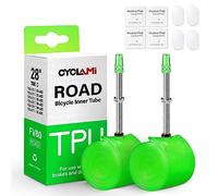 CYCLAMI 38g Lot De 2 TPU Chambre à Air Ultra Légère pour Vélo De Route 700 x 18 23 25 28 30 32c Française Valve 45mm/60mm/80mm（Inclure 4 Pièces Pneu Patchs）