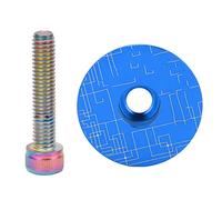 Cycle Headset Top Cap 31,8 mm | Couverture de tige en alliage en aluminium enduit enrobé PVD | Débris Protective Mountain Cycling Headset Bandage de casquette | avec boulon en (Blue)