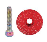 Cycle Headset Top Cap 31,8 mm | Couverture de tige en alliage en aluminium enduit enrobé PVD | Débris Protective Mountain Cycling Headset Bandage de casquette | avec boulon en (Red)