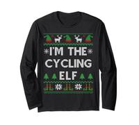 Cycling Elf Ugly Christmas Bike Riding Cyclist Manche Longue