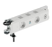 cyclingcolors 1 bloc multiprise, 2 x 230 V Schuko, 1 x USB A+C IP20 Tmax 50 °C, câble de 1,2 m dans le bras d'extension et prise Schuko solidement installée, pour bureau, tables de conférence, cuisine