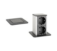 cyclingcolors 1 Bloc multiprise Pull-Out - 2 x 230 V - Câble Schuko de 1,3 m - pour Bureau, Tables de conférence, Cuisine - Noir