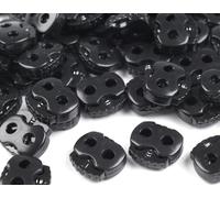 cyclingcolors 10x arrêt de Cordon extrémité Plastique 2 Trous 20x20mm Embout Bloque Fermoir Attache bloqueur Corde Lacet Fil Camping vêtement Sac mercerie, Noir