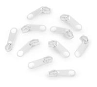 Cyclingcolors 10x Curseur N°3 Non Verrouillable Pour Fermeture Éclair À Glissière Spirale Zipper Tirette Métal Idéal Jupe, Blanc