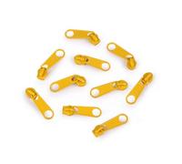 cyclingcolors 10x Curseur N°3 Non Verrouillable pour Fermeture éclair à Glissière Spirale Zipper Tirette Métal idéal Jupe Vêtement Robe Maroquinerie Confection Coussin, jaune foncé