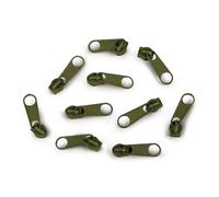 cyclingcolors 10x Curseur N°3 Non Verrouillable pour Fermeture éclair à Glissière Spirale Zipper Tirette Métal idéal Jupe Vêtement Robe Maroquinerie Confection Coussin, olive verte