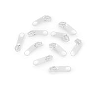 cyclingcolors 10x Curseur N°3 Non Verrouillable pour Fermeture éclair à Glissière Spirale Zipper Tirette Métal idéal Jupe Vêtement Robe Maroquinerie Confection Coussin, blanc