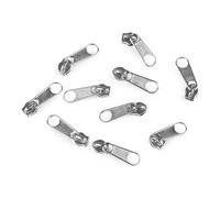 cyclingcolors 10x Curseur N°3 Non Verrouillable pour Fermeture éclair à Glissière Spirale Zipper Tirette Métal idéal Jupe Vêtement Robe Maroquinerie Confection Coussin, nickel