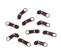 cyclingcolors 10x Curseur N°3 Non Verrouillable pour Fermeture éclair à Glissière Spirale Zipper Tirette Métal idéal Jupe Vêtement Robe Maroquinerie Confection Coussin, chocolat