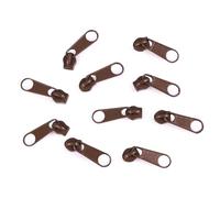 cyclingcolors 10x Curseur N°3 Non Verrouillable pour Fermeture éclair à Glissière Spirale Zipper Tirette Métal idéal Jupe Vêtement Robe Maroquinerie Confection Coussin, marron