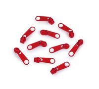 cyclingcolors 10x Curseur N°3 Non Verrouillable pour Fermeture éclair à Glissière Spirale Zipper Tirette Métal idéal Jupe Vêtement Robe Maroquinerie Confection Coussin, rouge