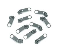 10x Curseur N°5 Non Verrouillable Pour Fermeture Éclair À Glissière Spirale Zipper Tirette Métal Idéal Jupe Vêtement, Gris