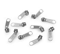 cyclingcolors 10x Curseur N°5 Non Verrouillable pour Fermeture éclair à Glissière Spirale Zipper Tirette Métal idéal Jupe Vêtement Robe Maroquinerie Confection Coussin, nickel