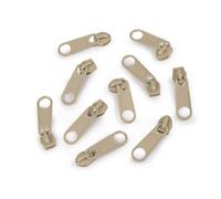 cyclingcolors 10x Curseur N°5 Non Verrouillable pour Fermeture éclair à Glissière Spirale Zipper Tirette Métal idéal Jupe Vêtement Robe Maroquinerie Confection Coussin, brun naturel