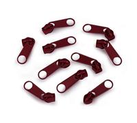 cyclingcolors 10x Curseur N°5 Non Verrouillable pour Fermeture éclair à Glissière Spirale Zipper Tirette Métal idéal Jupe Vêtement Robe Maroquinerie Confection Coussin, bordeaux
