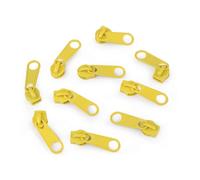 cyclingcolors 10x Curseur N°5 Non Verrouillable pour Fermeture éclair à Glissière Spirale Zipper Tirette Métal idéal Jupe Vêtement Robe Maroquinerie Confection Coussin, jaune