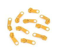 10x Curseur N°5 Non Verrouillable Pour Fermeture Éclair À Glissière Spirale Zipper Tirette Métal Idéal Jupe Vêtement, Jaune Foncé