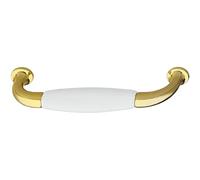 cyclingcolors 1x Poignée de meuble porcelaine céramique finition laitonné poli entraxe 96 mm tiroir armoire vintage avec vis