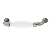 cyclingcolors 1x Poignée de meuble porcelaine céramique finition nickel étamé entraxe 96 mm tiroir armoire vintage avec vis