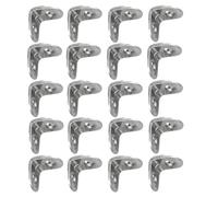 cyclingcolors 20x Équerre de fixation métal acier à nervure à visser 90 degrés meuble support renfort mural universel tablette fixation, 20 x 20 mm