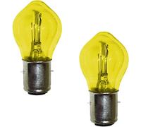cyclingcolors 2x ampoule 12V 35/35W BA20D jaune double filament code + phare moto cyclomoteur scooter mobylette