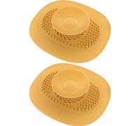cyclingcolors 2X Bouchon Baignoire Universel Vidange Silicone Evier Lavabo Cuisine Protection Sol Buanderie Salle Bain Filtre Odeur, Jaune