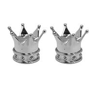 cyclingcolors 2X Bouchon de Valve Capuchon Forme Couronne Roi Reine Plastique Schrader Pneu vélo Moto Auto Voiture Quad Trottinette, Argent