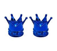 cyclingcolors 2X Bouchon de Valve Capuchon Forme Couronne Roi Reine Plastique Schrader Pneu vélo Moto Auto Voiture Quad Trottinette, Bleu