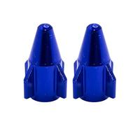 cyclingcolors 2X Bouchon de Valve Capuchon Forme fusée Rocket Aluminium Schrader Pneu vélo Moto Auto Voiture Quad Trottinette, Bleu