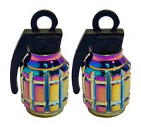 cyclingcolors 2X Bouchon de Valve Capuchon Forme Grenade Aluminium Schrader Pneu vélo Moto Auto Voiture Quad Trottinette, Rainbow