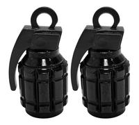 cyclingcolors 2X Bouchon de Valve Capuchon Forme Grenade Aluminium Schrader Pneu vélo Moto Auto Voiture Quad Trottinette, Noir