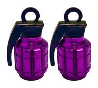 cyclingcolors 2X Bouchon de Valve Capuchon Forme Grenade Aluminium Schrader Pneu vélo Moto Auto Voiture Quad Trottinette, Violet